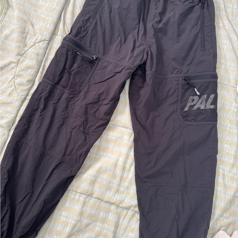 PALACE Black Cargo Pants Relaxed Fit Elastic Cuffs